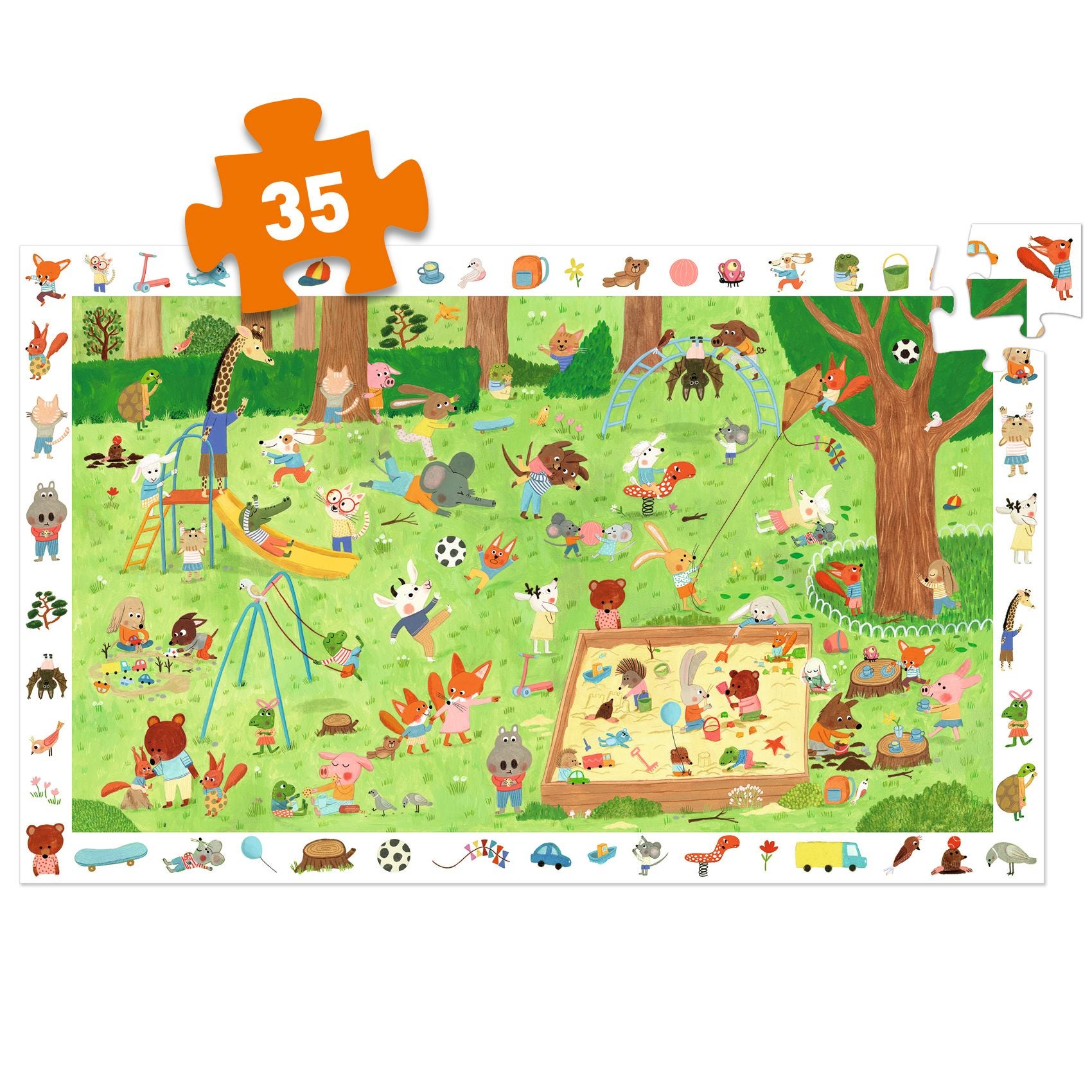 Puzzle d'observation le Square des petits amis 35 pcs Djeco