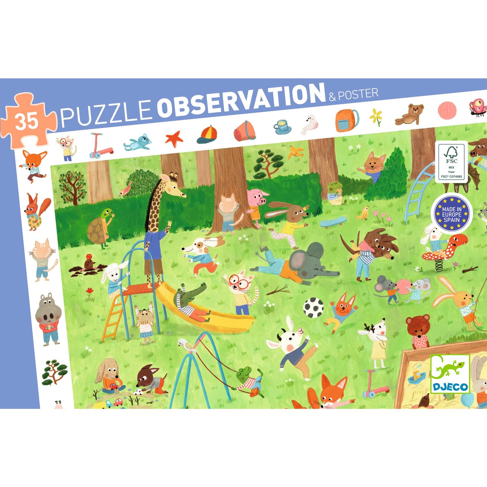Puzzle d'observation le Square des petits amis 35 pcs Djeco