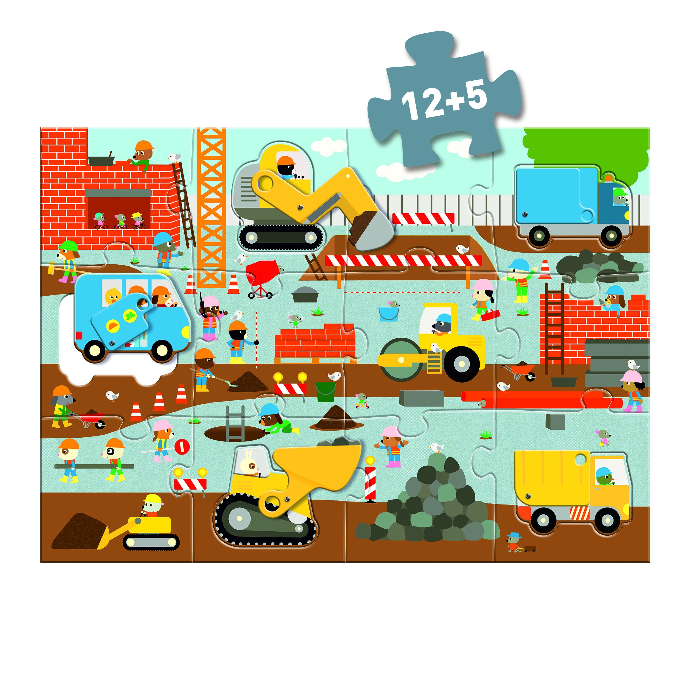 Puzzle geant le Chantier 12 pcs Djeco