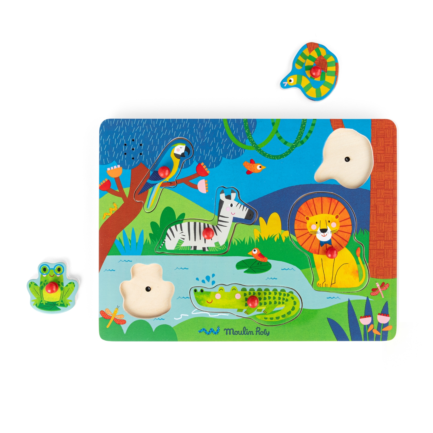 Puzzle sonore animaux en bois Les Toupitis Moulin Roty