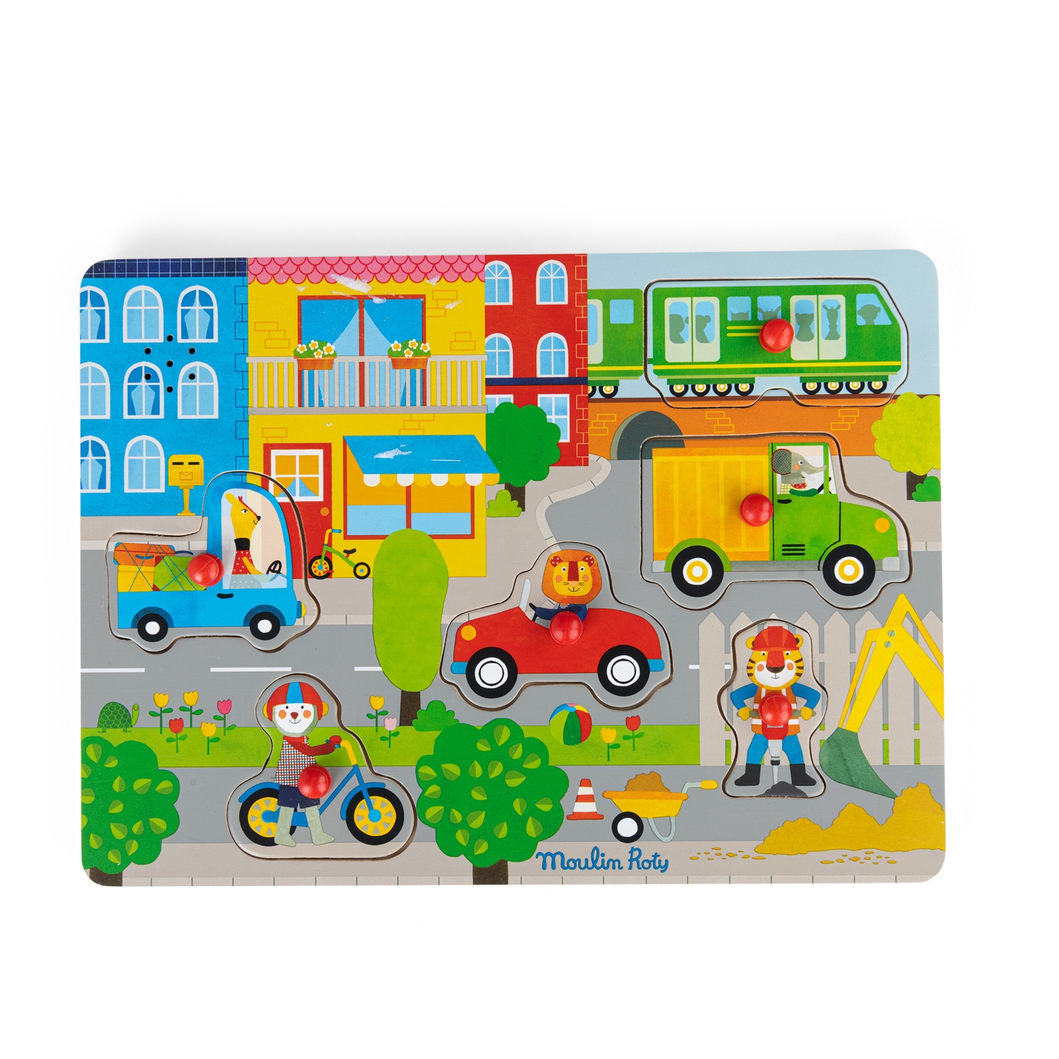 Puzzle sonore ville en bois Les Popipop Moulin Roty