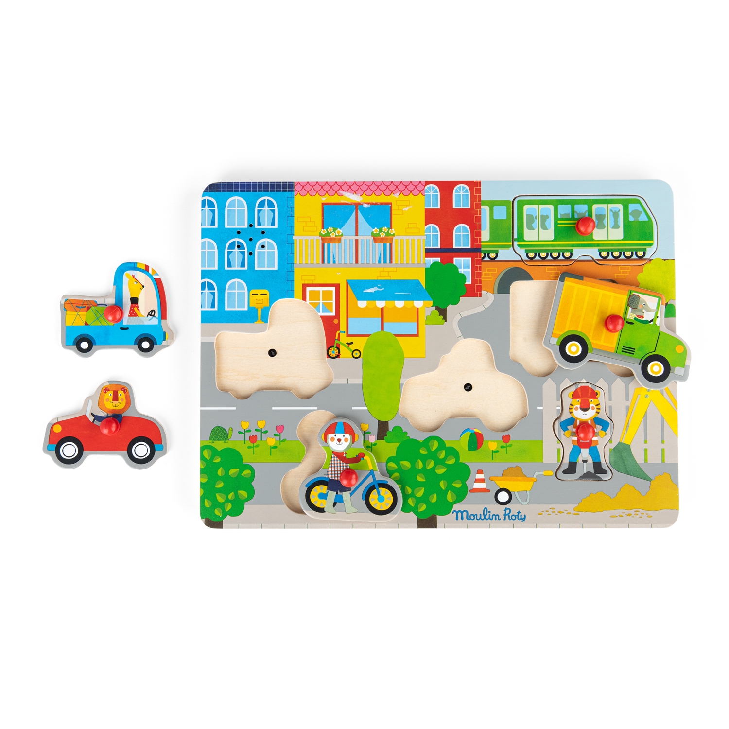 Puzzle sonore ville en bois Les Popipop Moulin Roty