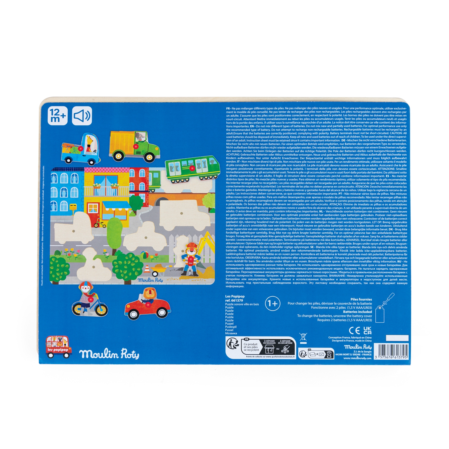 Puzzle sonore ville en bois Les Popipop Moulin Roty