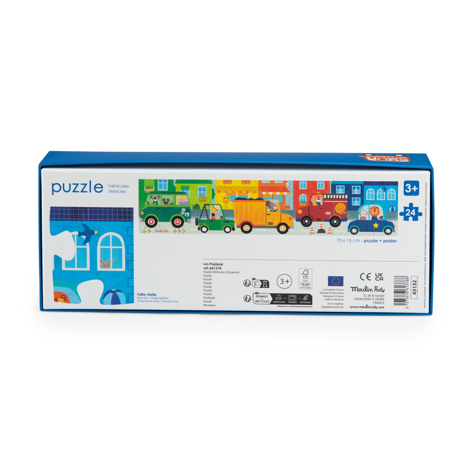 Puzzle vehicules 24 pcs Les Popipop Moulin Roty