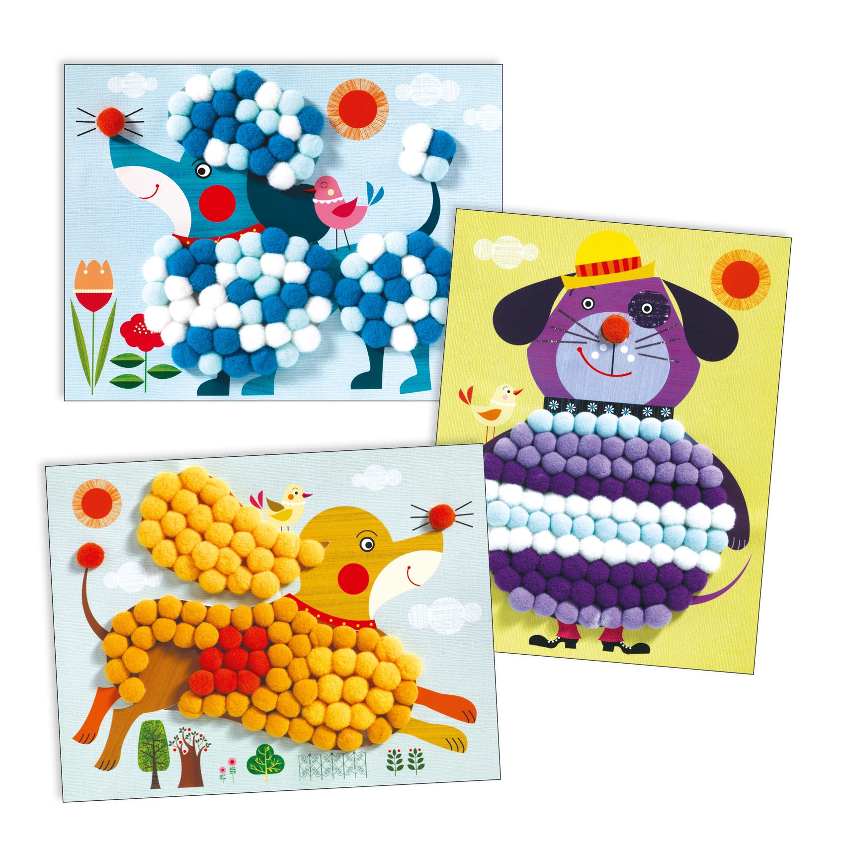 Tableaux de pompons des chiens a caresser Djeco