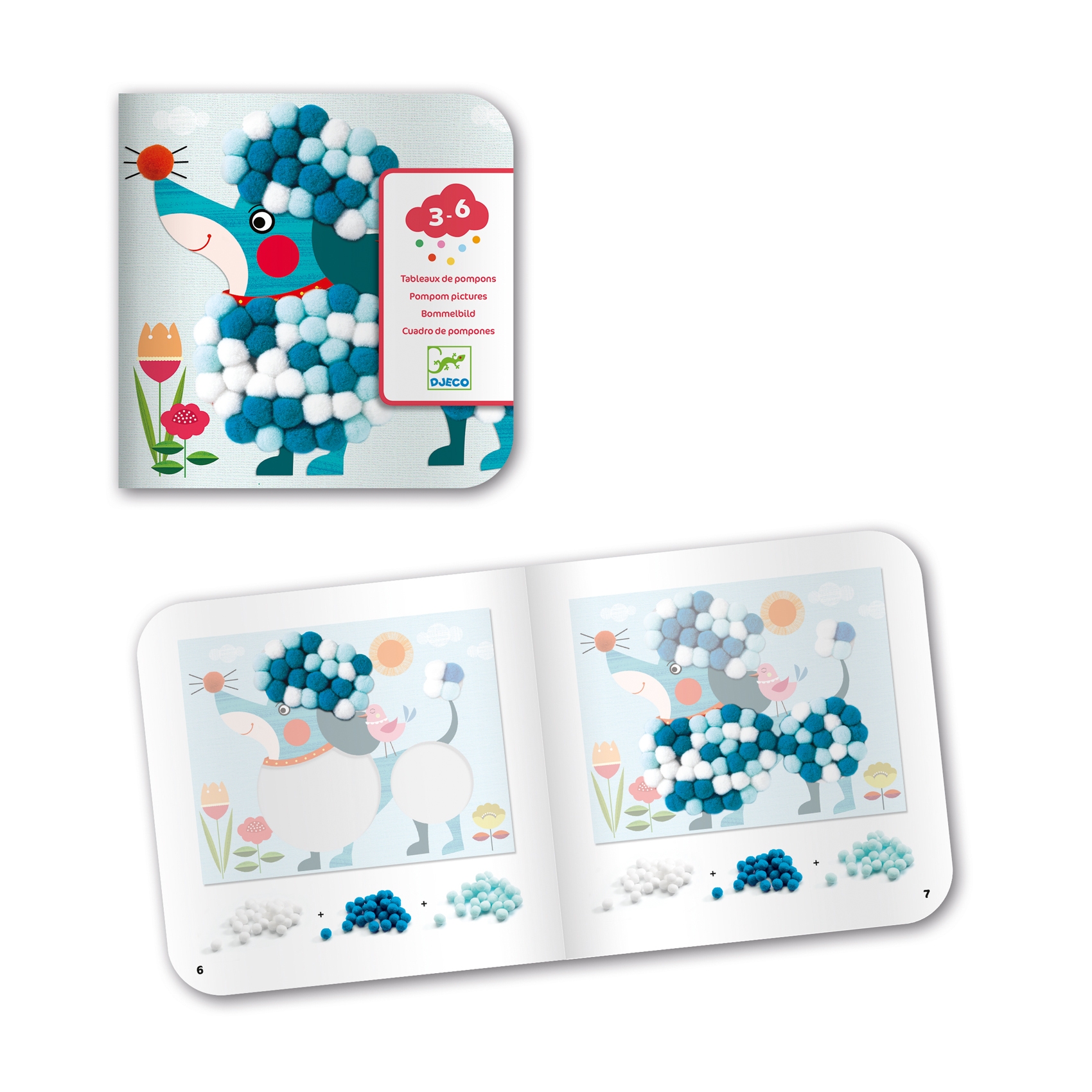 Tableaux de pompons des chiens a caresser Djeco