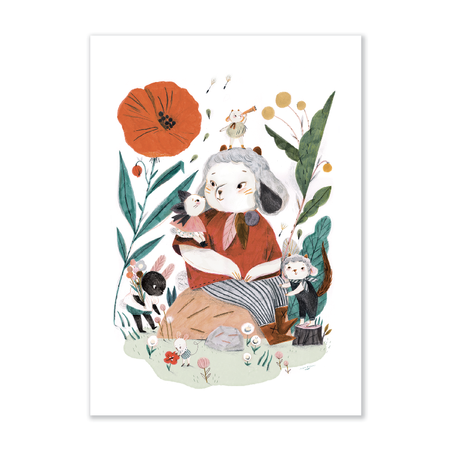 Affiche Au jardin 50x70cm Apres la pluie Moulin Roty