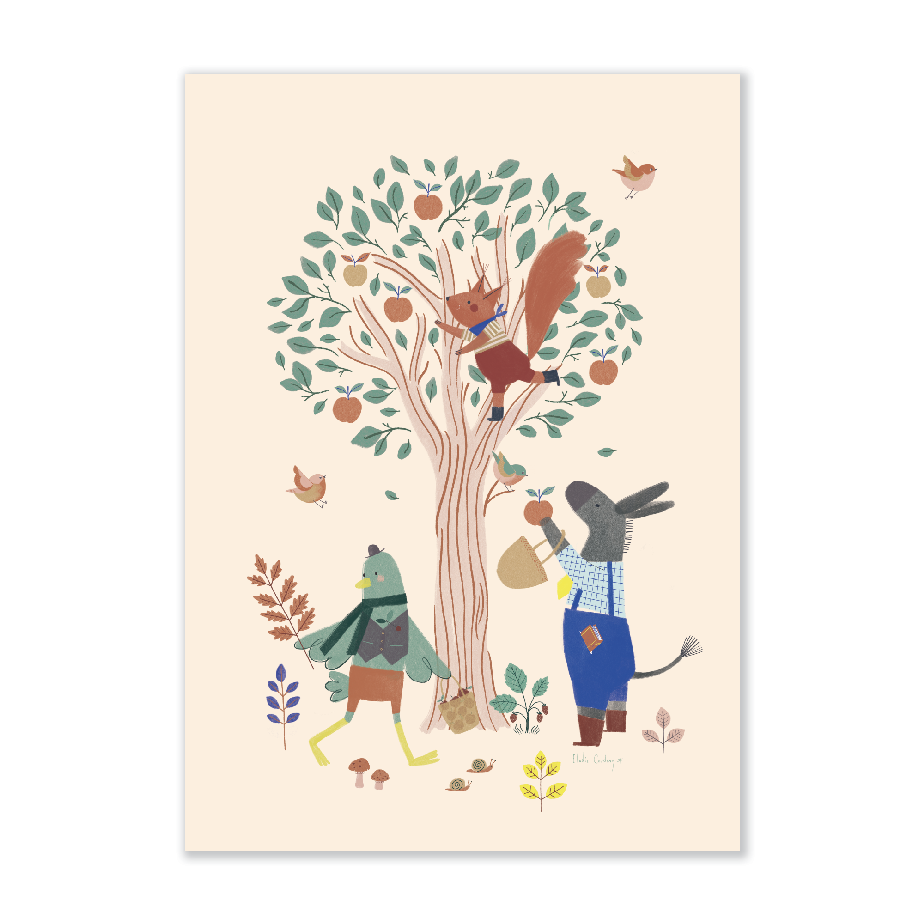 Affiche Pommier 50x70cm Pomme des bois Moulin Roty