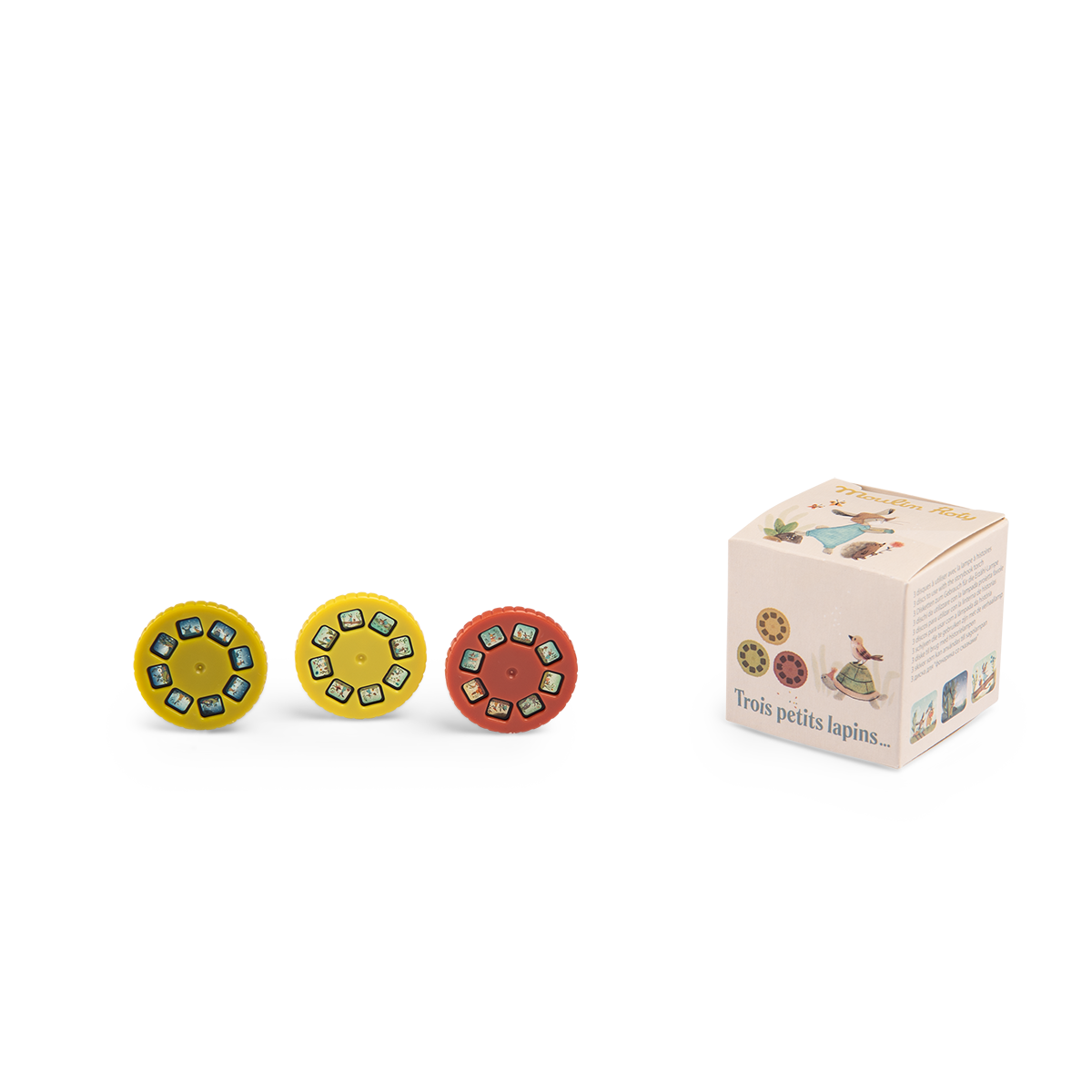 Boite de 3 disques pour lampe a histoires Trois petits lapins