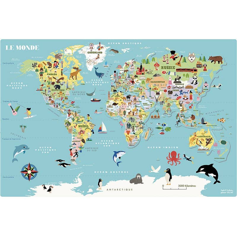 Carte du Monde Magnetique en bois Ingela P Arrhenius Vilac