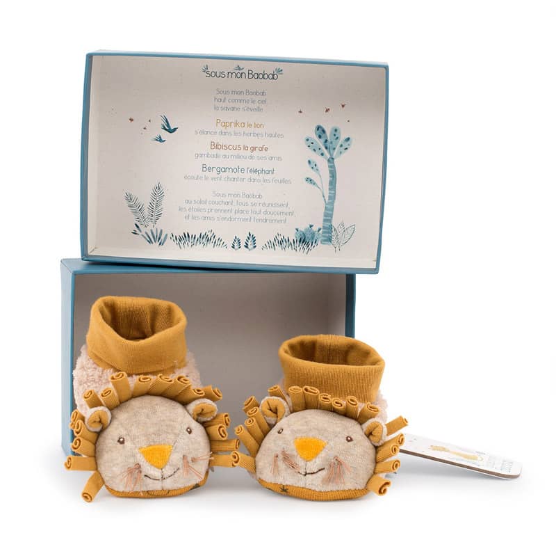 Chaussons bebe Lion Sous mon baobab Moulin Roty