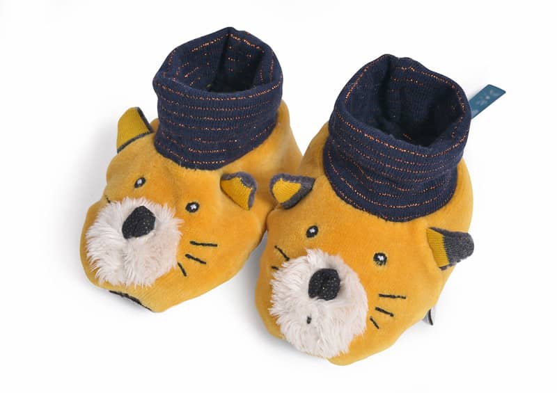 Chaussons chat moutarde Lulu Les Moustaches Moulin Roty