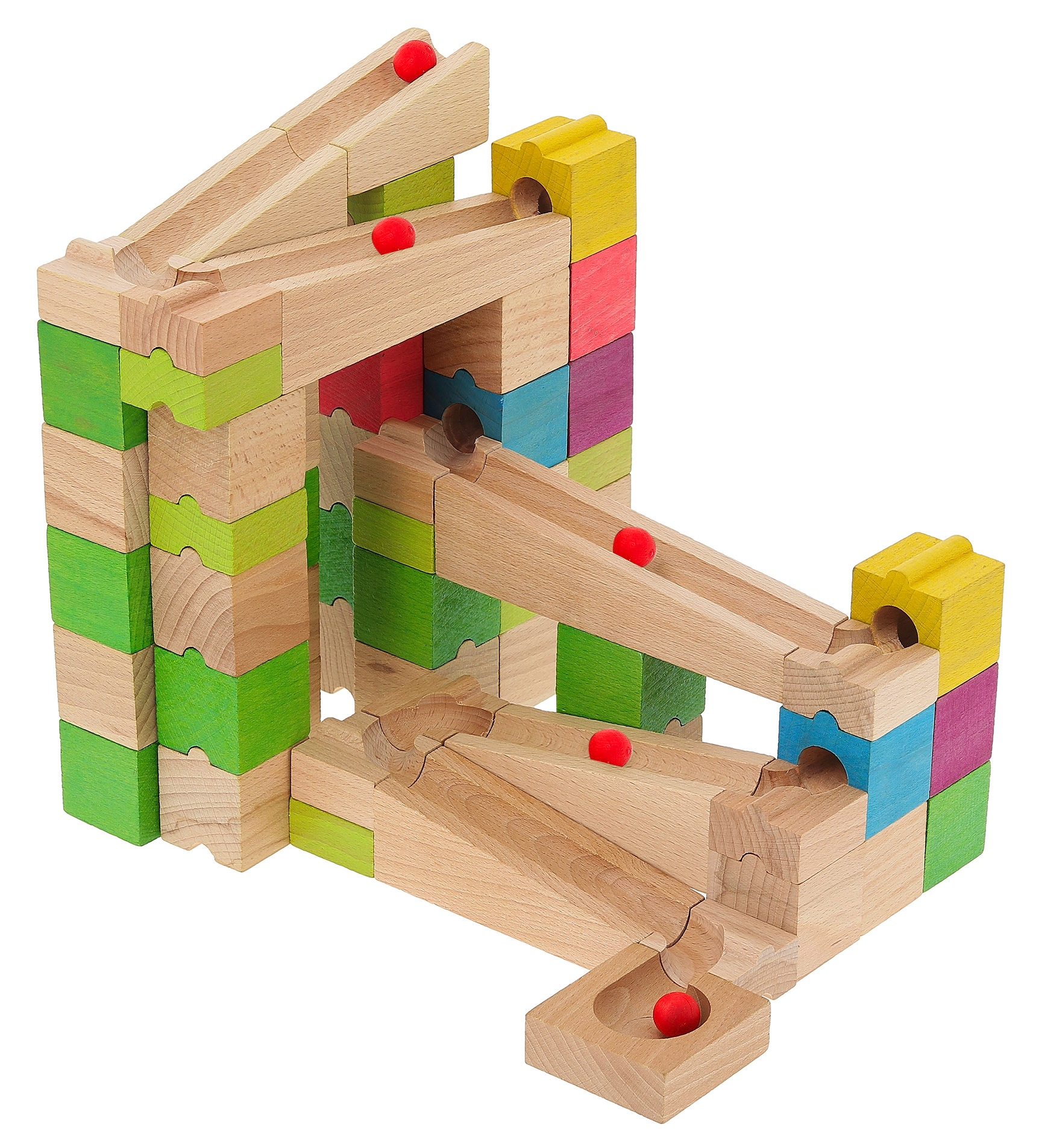 Circuit de billes en bois 68 pieces Jeujura