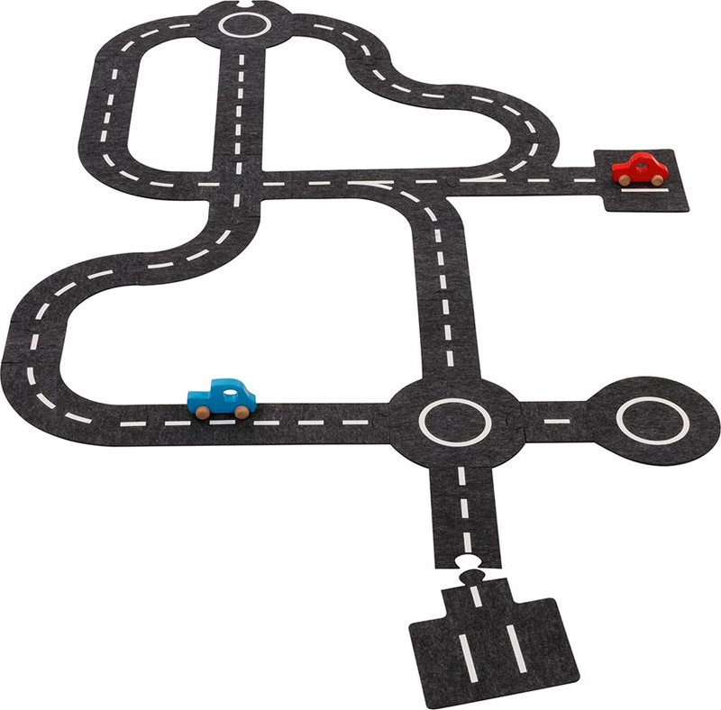 Circuit en feutrine avec 2 voitures Goki