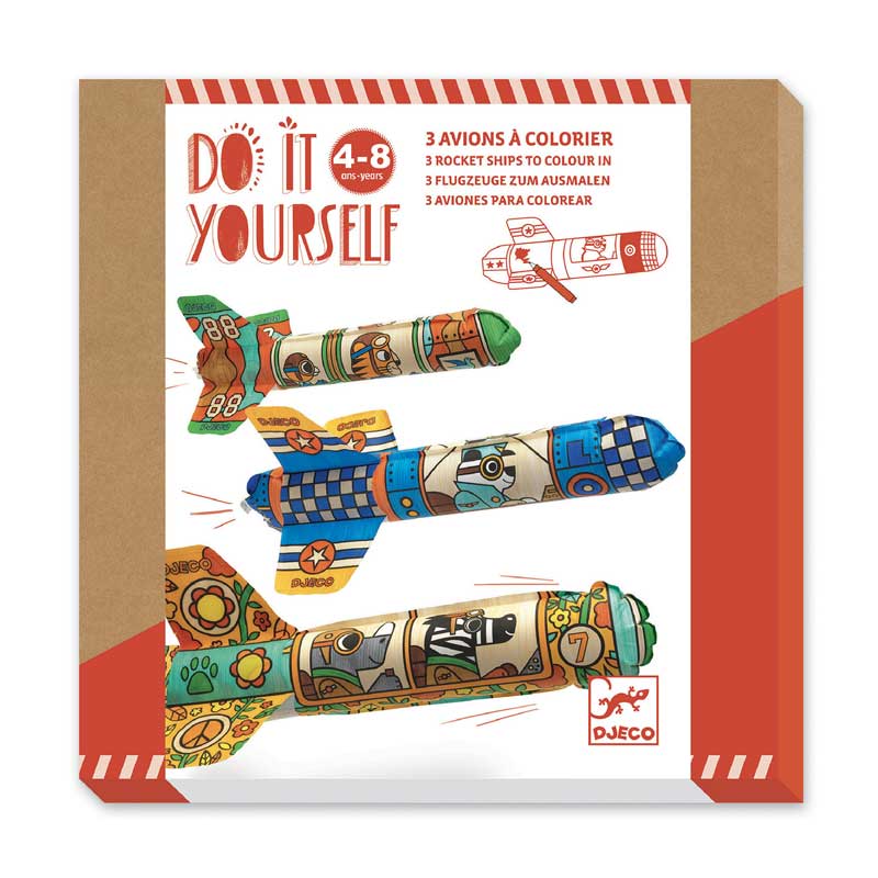 Coffret creatif DIY 3 avions a colorier Dans le ciel Djeco