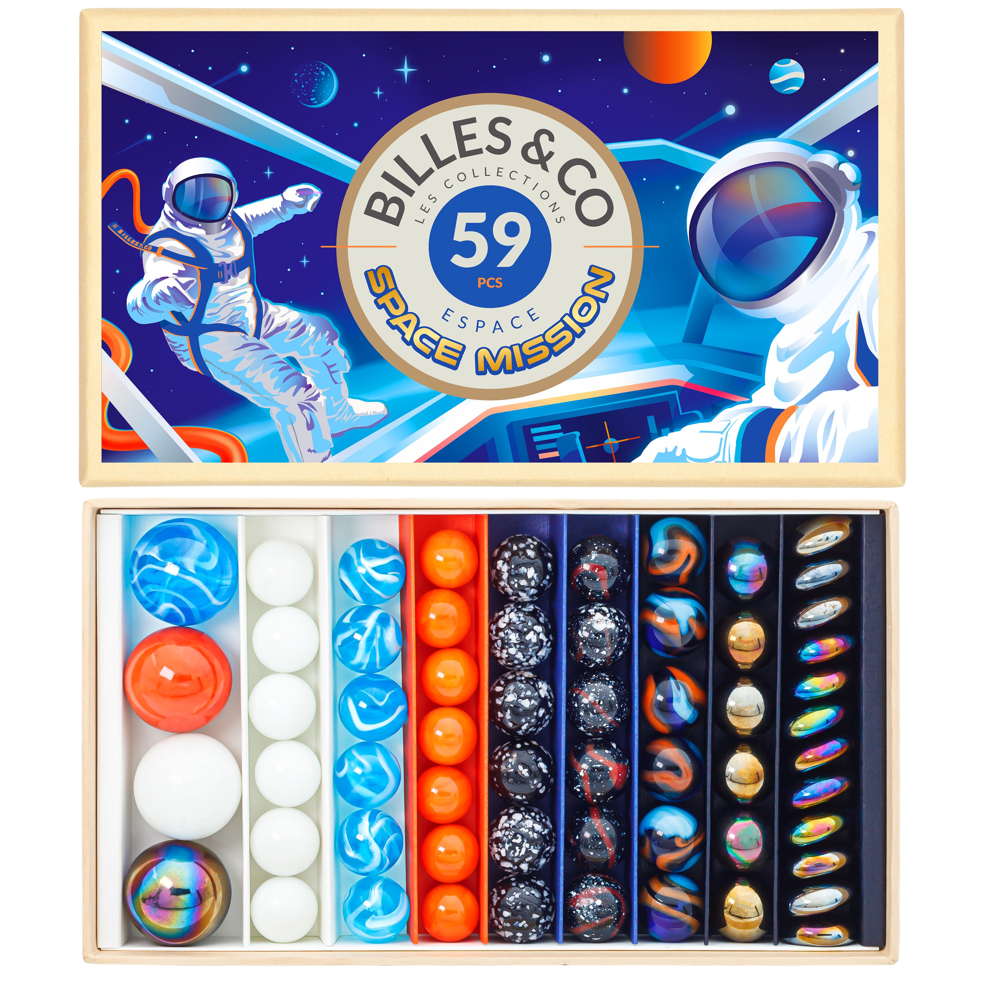 Coffret de 59 billes space mission Billes  Co