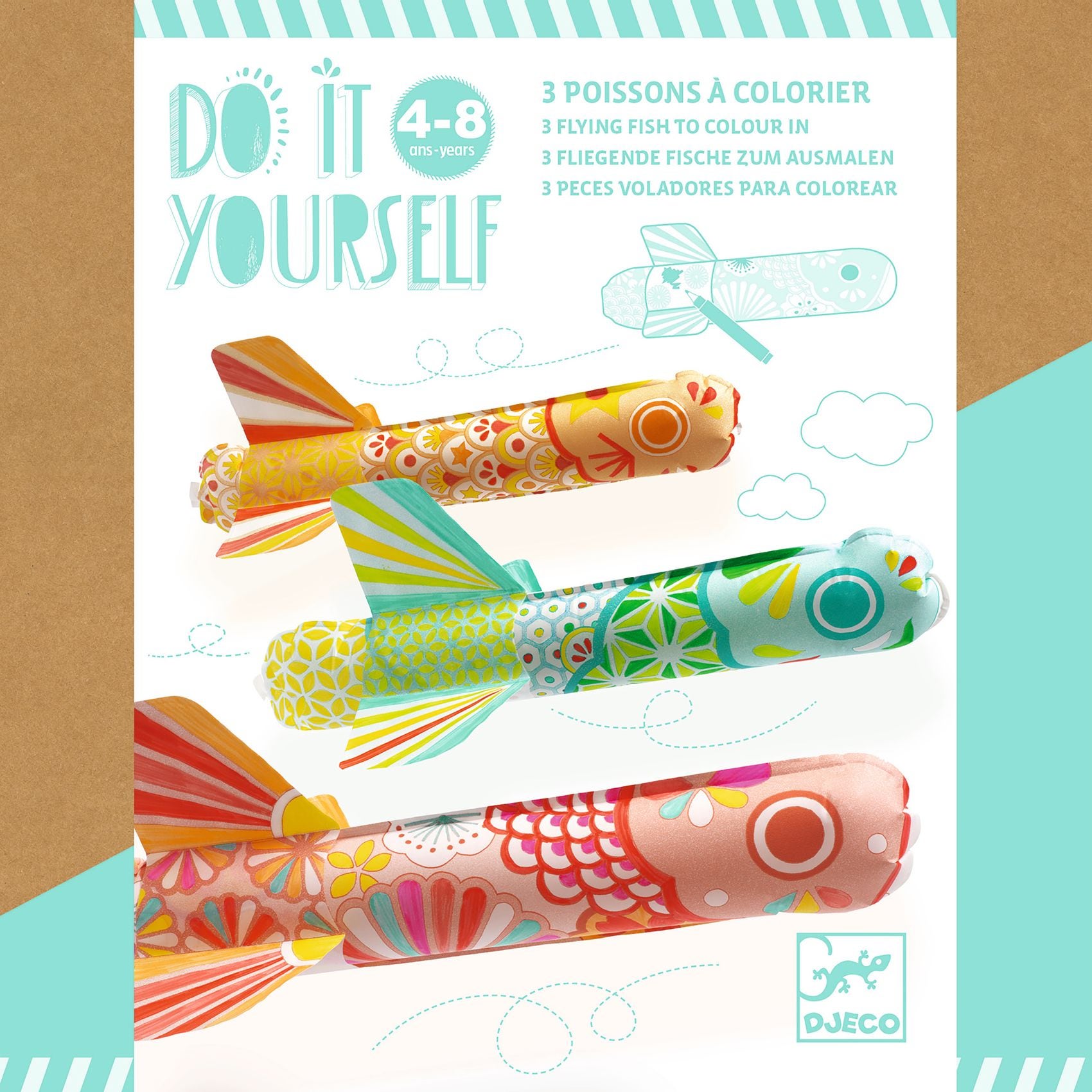 Coffret DIY 3 poissons a colorier Koinobori Djeco