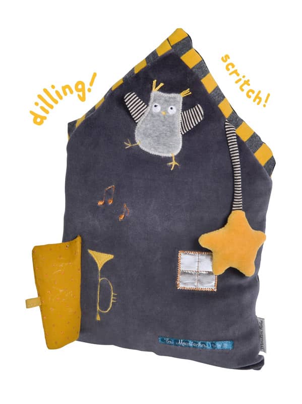 Coussin d'activites maison grise Les Moustaches Moulin Roty