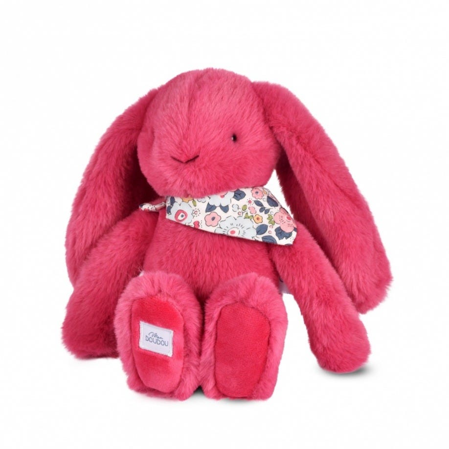 Peluche Lapin Fleurette fuchsia 25 cm Doudou et Compagnie 