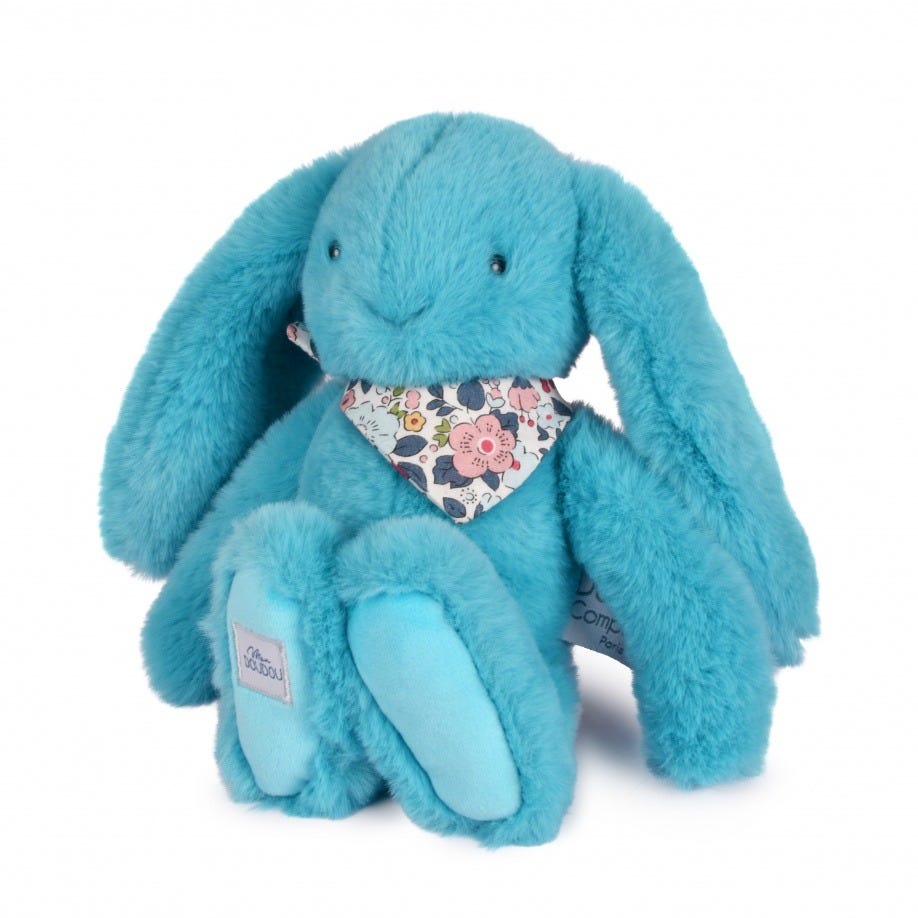 Peluche Lapin Fleurette turquoise 25 cm Doudou et Compagnie 