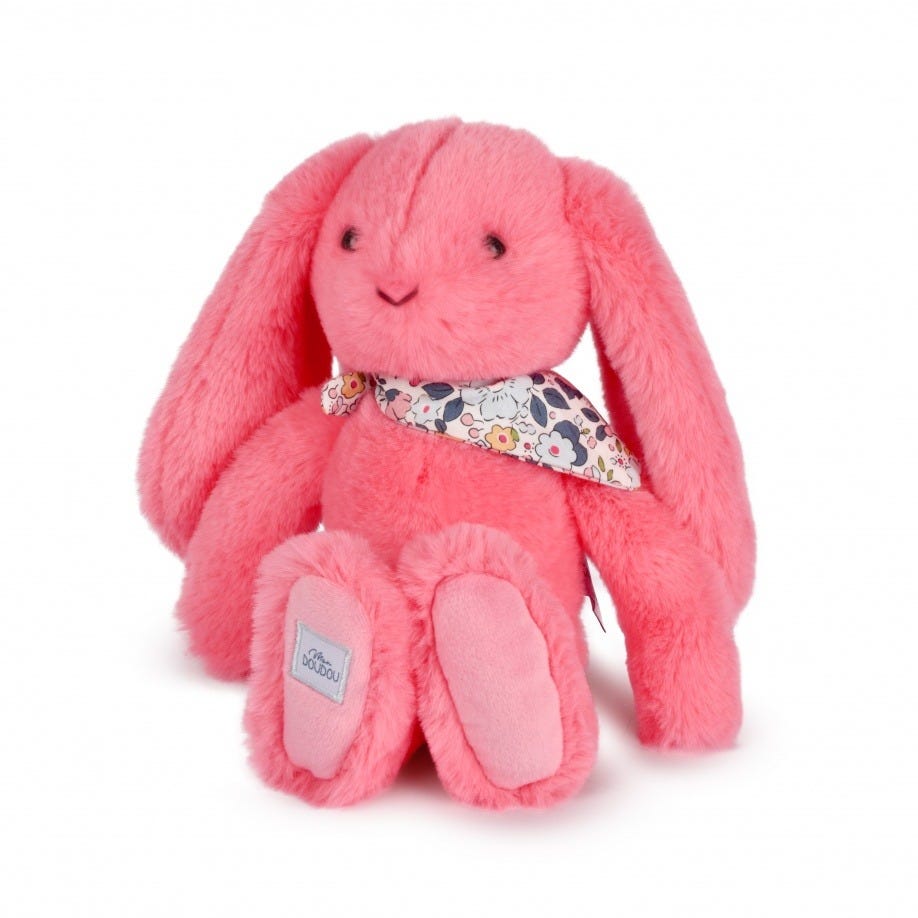 Peluche Lapin Fleurette corail 25 cm Doudou et Compagnie 