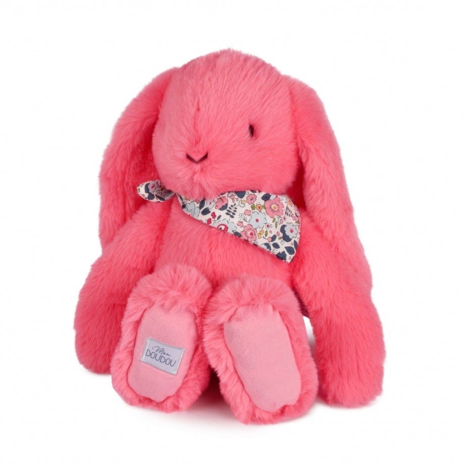 Peluche Lapin Fleurette corail 35 cm Doudou et Compagnie 