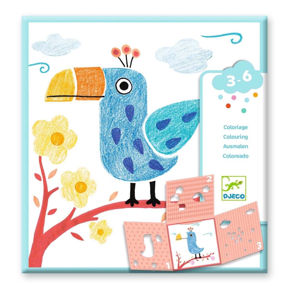 Coloriage 3 pochoirs pour une image Djeco