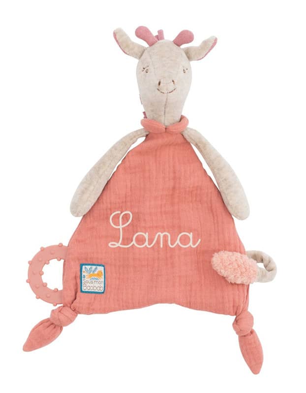 Doudou attachetetine a broder Girafe Sous mon baobab Moulin Roty