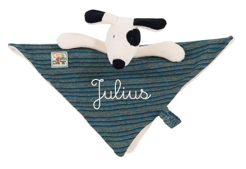 Doudou bleu Julius le chien La Grande Famille Moulin Roty