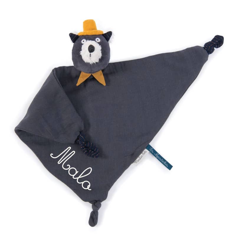 Doudou lange a broder chat Alphonse Les Moustaches Moulin Roty
