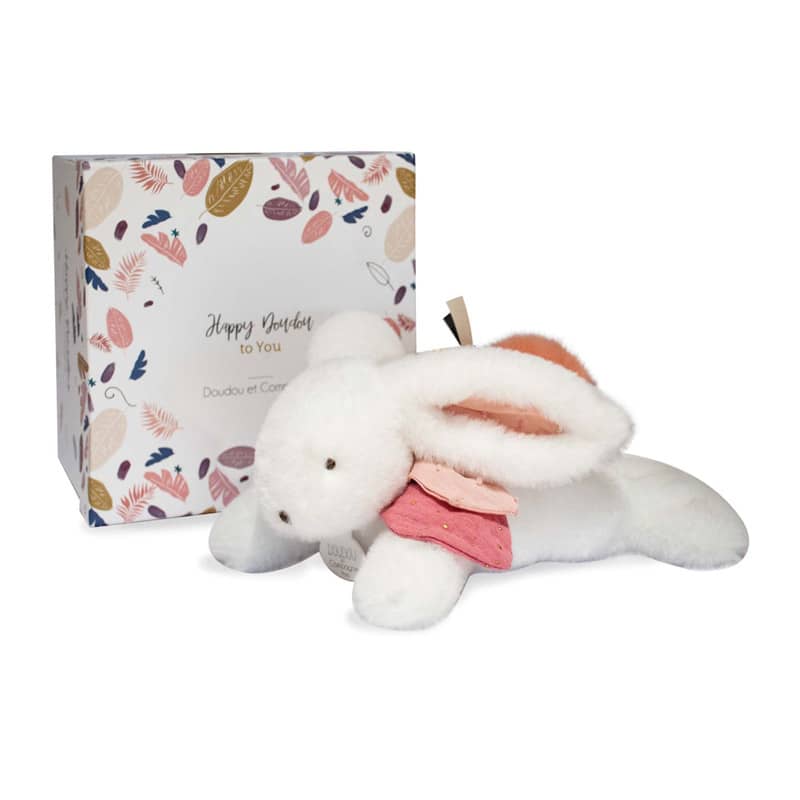 Doudou lapin Happy Boho Pantin Pompon Terracotta Doudou et compagnie