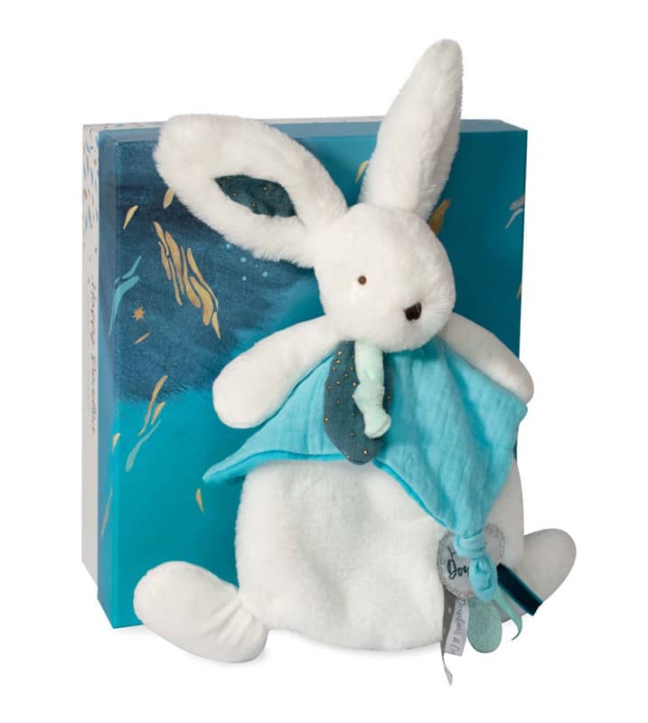 Doudou plat lapin Happy Pop Doudou Pompon Paon Doudou et compagnie