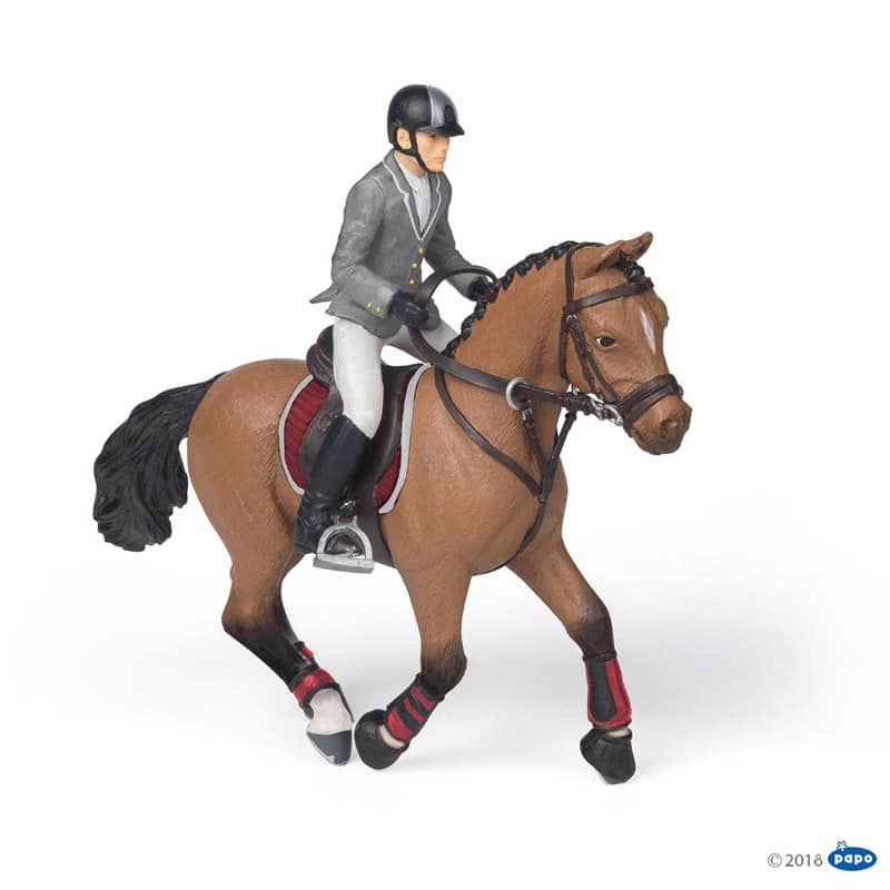 Figurine Cheval de concours et cavalier Papo