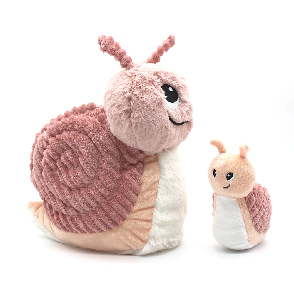 Peluche Escargot rose maman bébé Ptipotos Les Déglingos