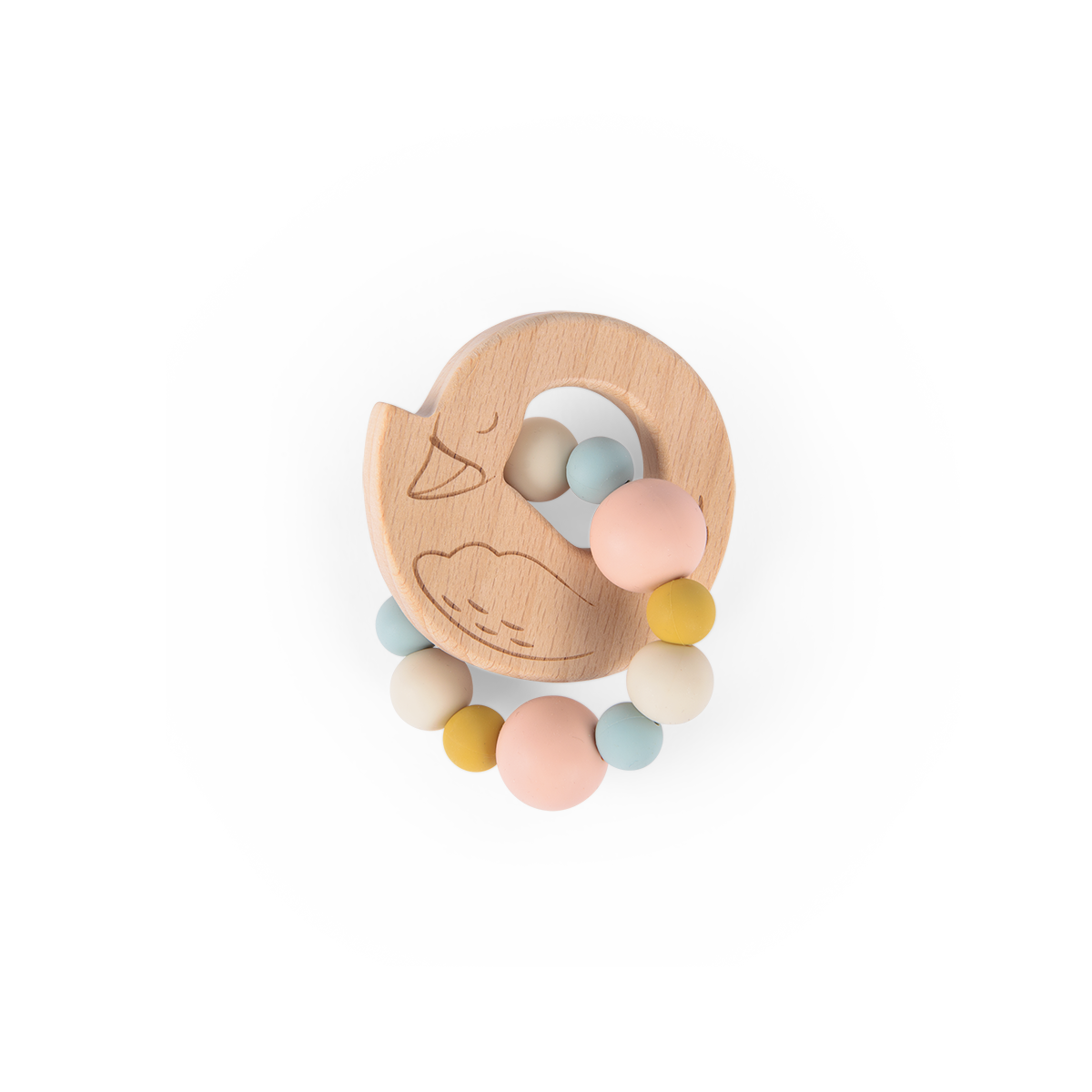 Hochet anneau de dentition bois et silicone Cygne La petite ecole de danse