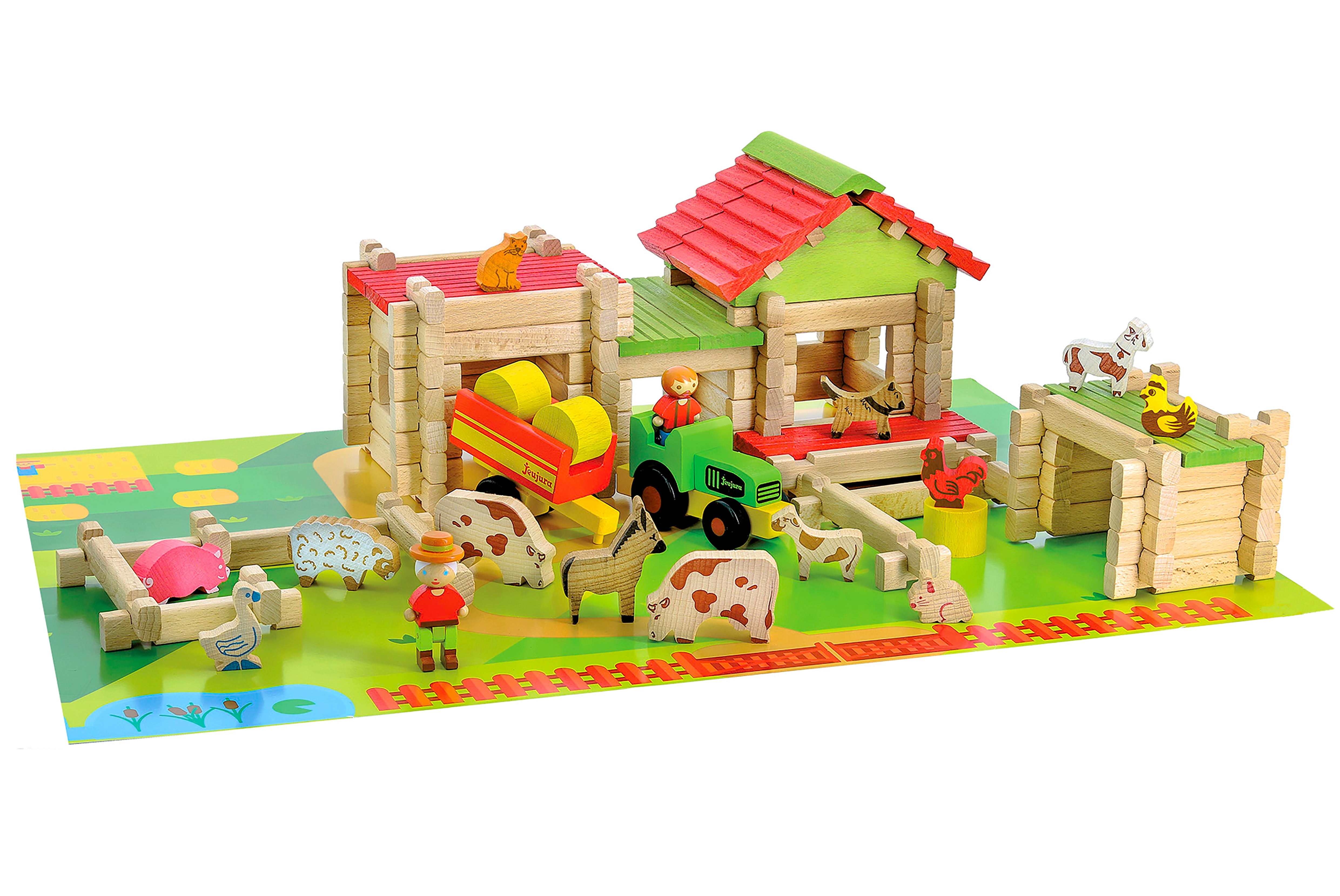 Jeu de construction Ma premiere grande ferme tracteur et remorque Jeujura