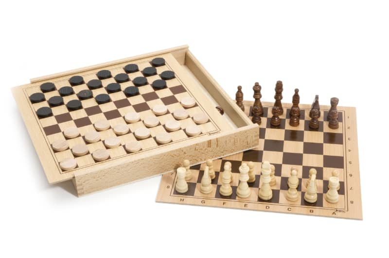 Jeu de dames et echecs coffret bois Jeujura