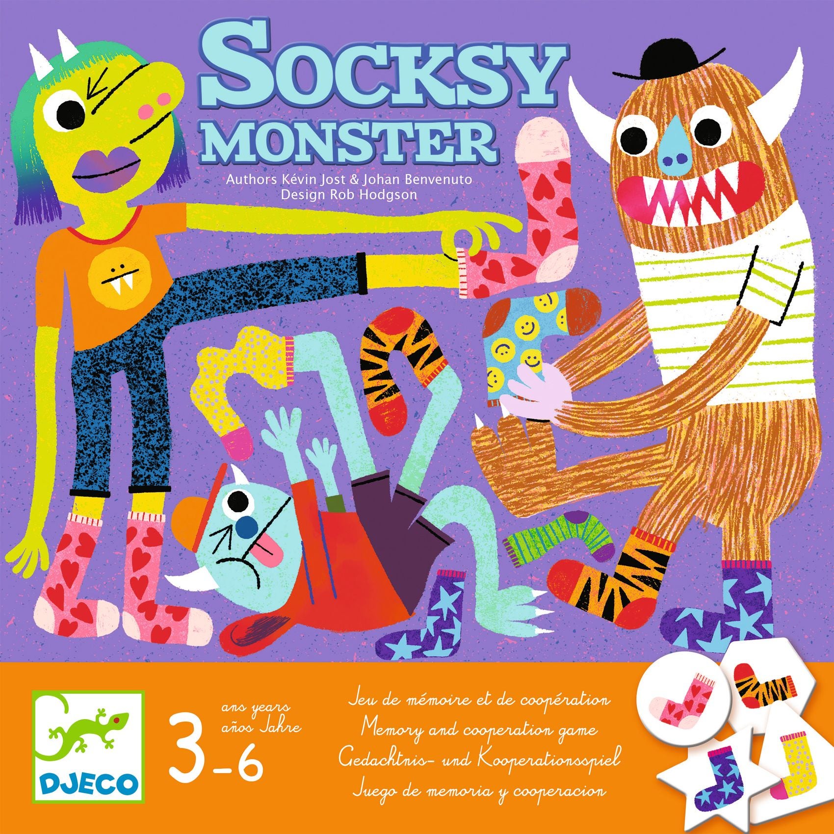 Jeu de memoire et de cooperation Socksy monster Djeco