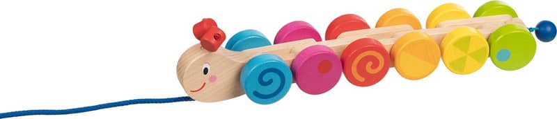Jouet aÂ tirer en bois Chenille Goki