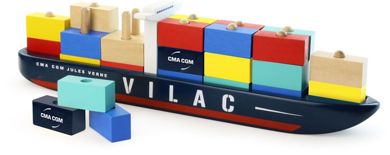 Jouet en bois Porteconteneurs CMA CGM en bois Vilac