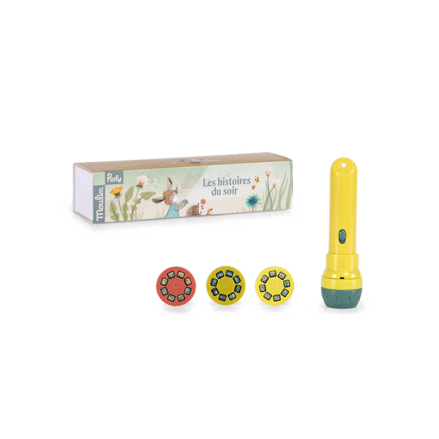 Lampe a histoires Trois petits lapins Moulin Roty