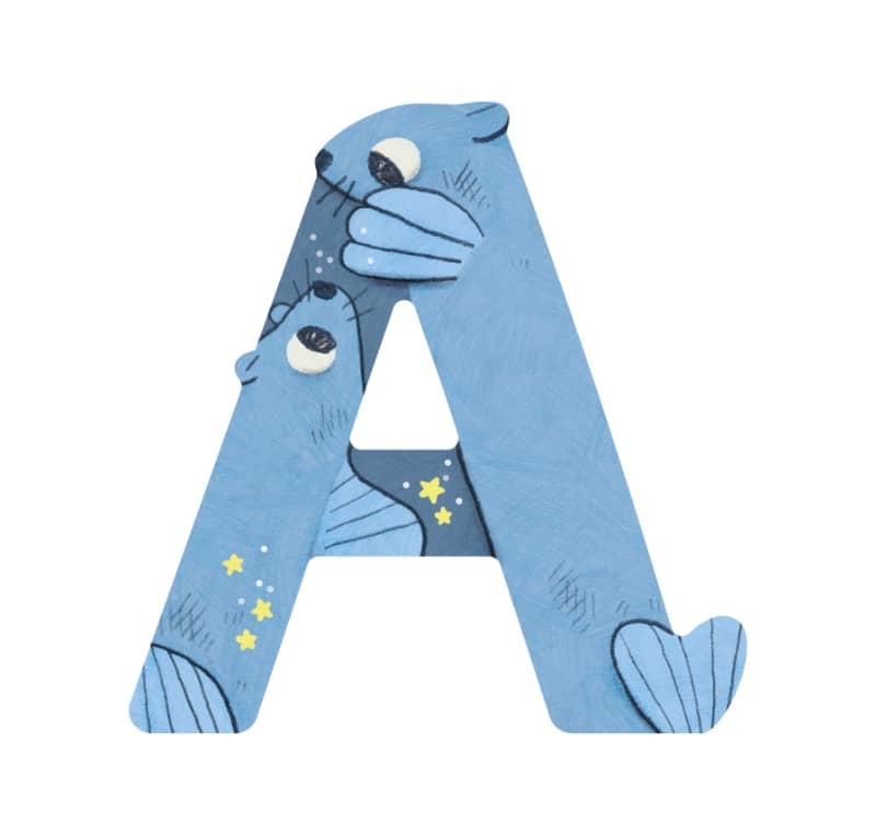 Lettre bois A bleu Mon premier alphabet Moulin Roty