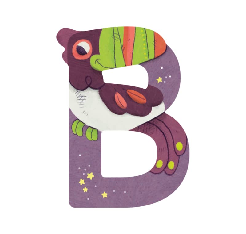 Lettre bois B violet Mon premier alphabet Moulin Roty