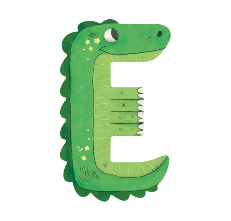 Lettre bois E vert Mon premier alphabet Moulin Roty