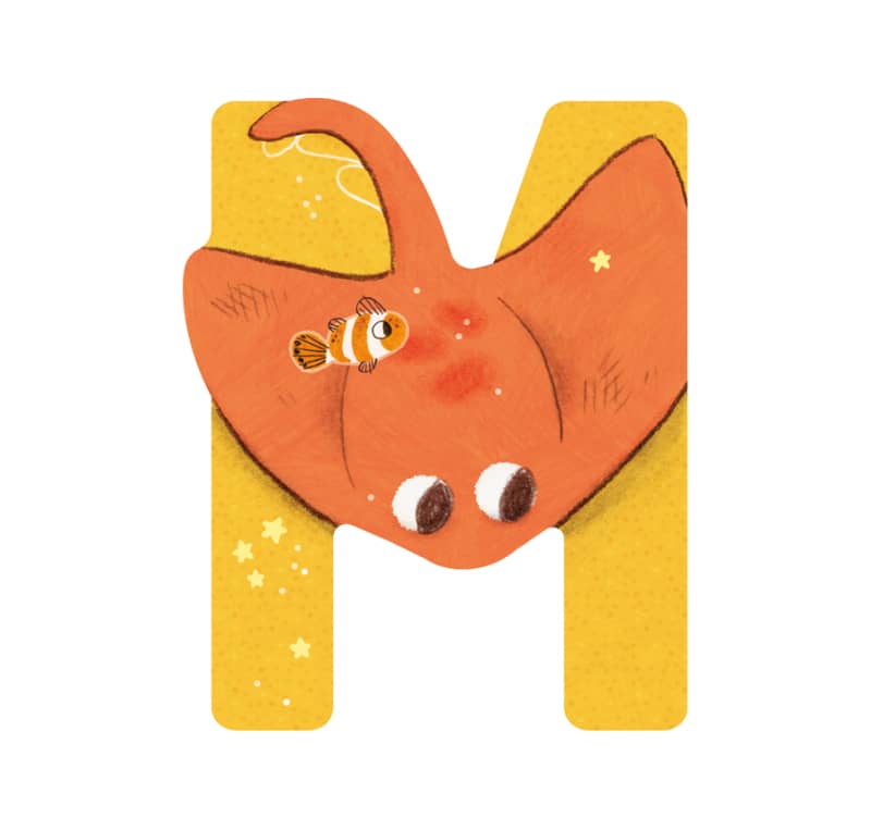 Lettre bois M jaune Mon premier alphabet Moulin Roty