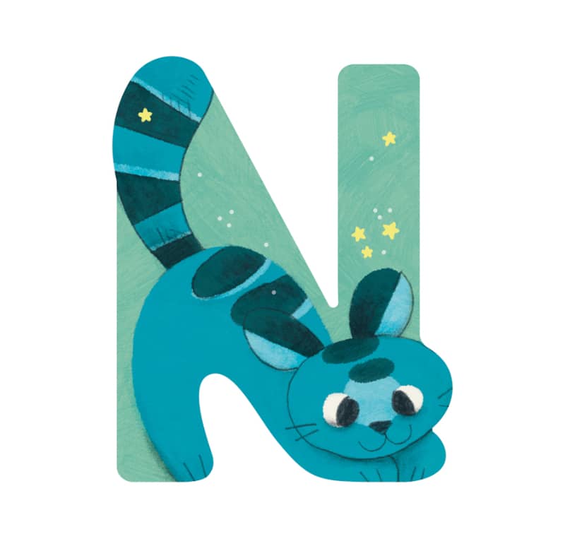 Lettre bois N bleu Mon premier alphabet Moulin Roty