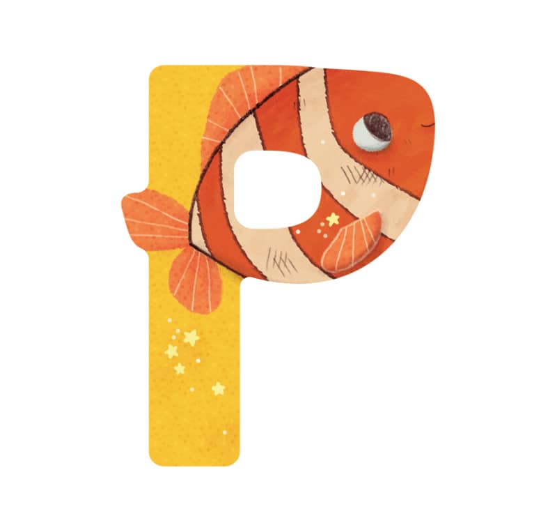 Lettre bois P jaune Mon premier alphabet Moulin Roty