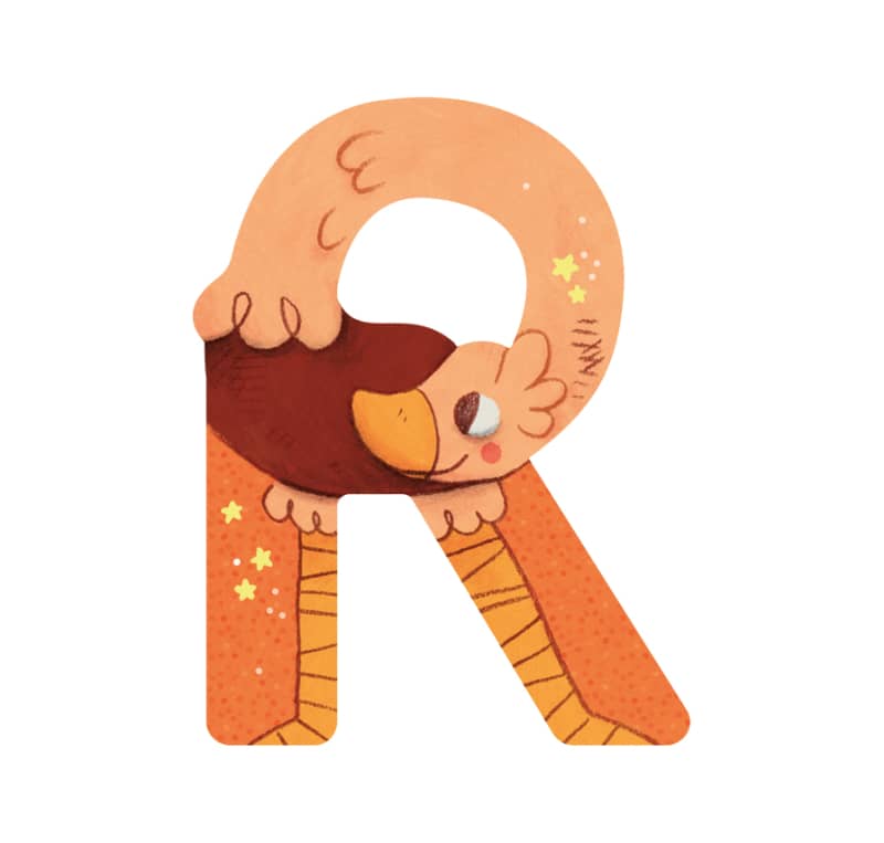 Lettre bois R orange Mon premier alphabet Moulin Roty