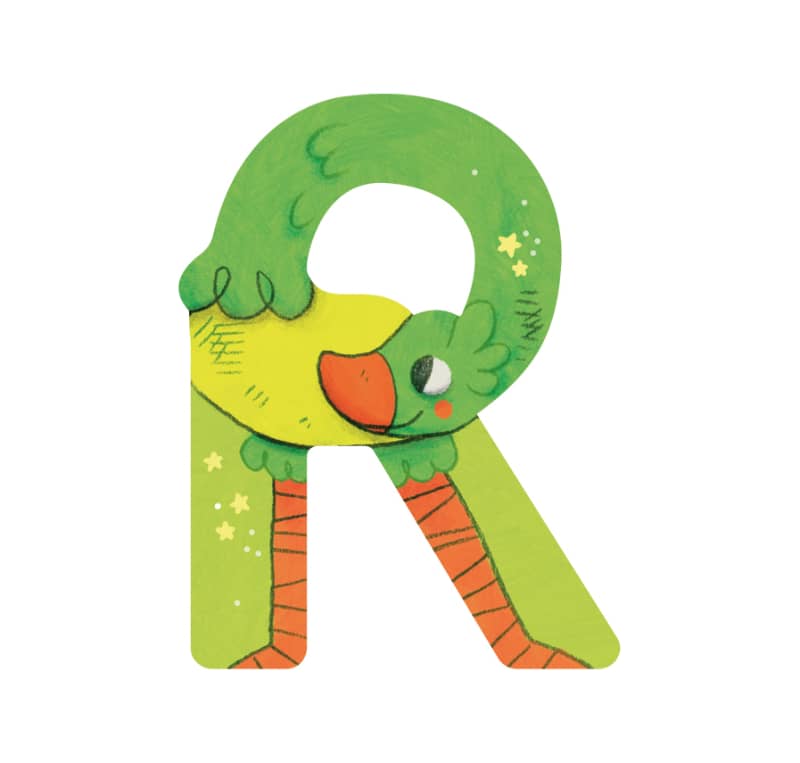 Lettre bois R vert Mon premier alphabet Moulin Roty