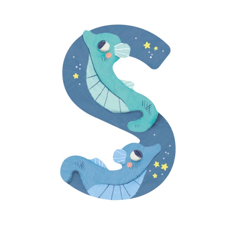 Lettre bois S bleu Mon premier alphabet Moulin Roty